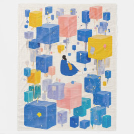 Cobertor De Velo Sonhador Caprichoso Aconchegante Cubos Flutuantes 