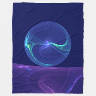 Cobertor De Velo Sonho Abstrato de Arte Fractal Roxo Azul Luminoso