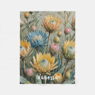 Cobertor De Velo Sonho com Protea Pastel: Floral Elegante