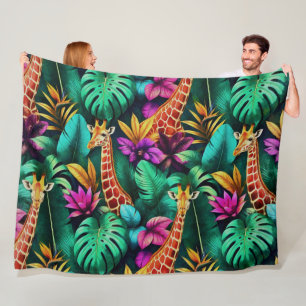 Cobertor De Velo Sonho de Girafa na Selva Padrão de Superfície Cont