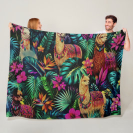 Cobertor De Velo Sonho de Llama na Selva Padrão de Superfície Perfe