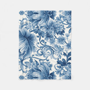 Cobertor De Velo Sonhos Azuis   Chinoiserie Floral em Aquarela Bran