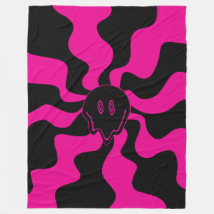 Cobertor De Velo Sorria derretida - Magenta e Preto