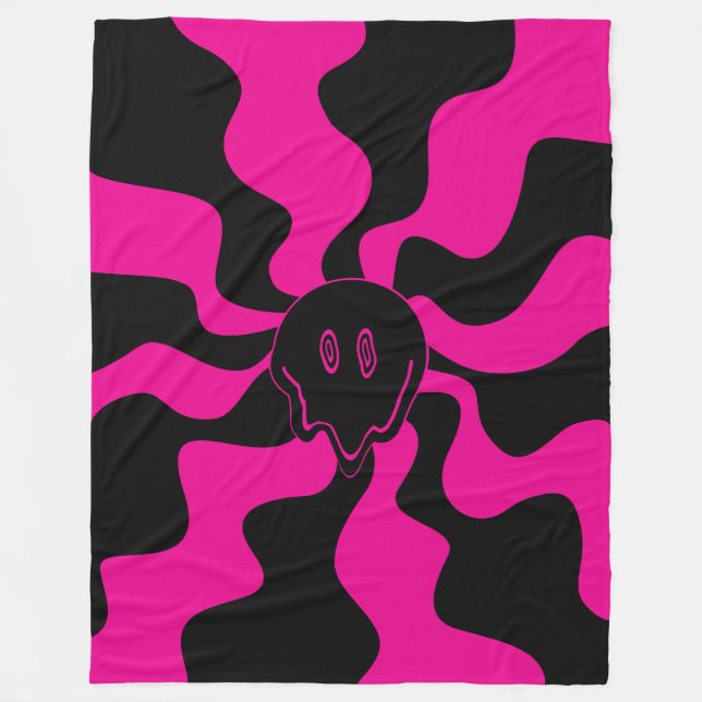 Cobertor De Velo Sorria derretida - Magenta e Preto (Frente)