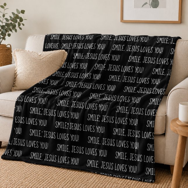 Cobertor De Velo Sorria, Jesus Te Ama Preto e Branco (Criador carregado)