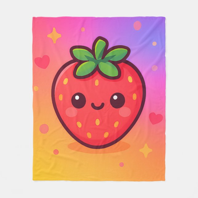 Cobertor De Velo Sorrindo Kawaii Strawberry no moinho de gradiente  (Frente)