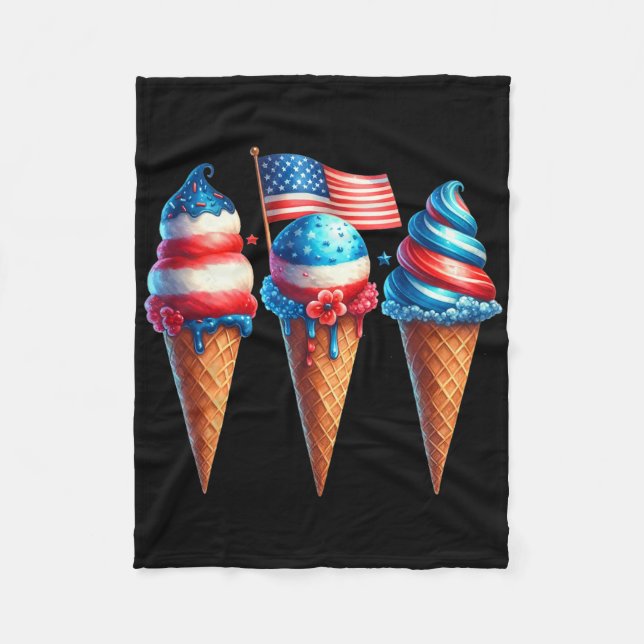 Cobertor De Velo Sorvete Cone Scoops Projetado American Flag 4th O (Frente)