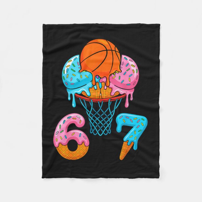 Cobertor De Velo Sorvete Engraçado de Basquete Gotejando 67 (Frente)