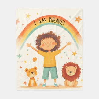 Cobertor De Velo Sou Corajoso - Afirmação De Crianças