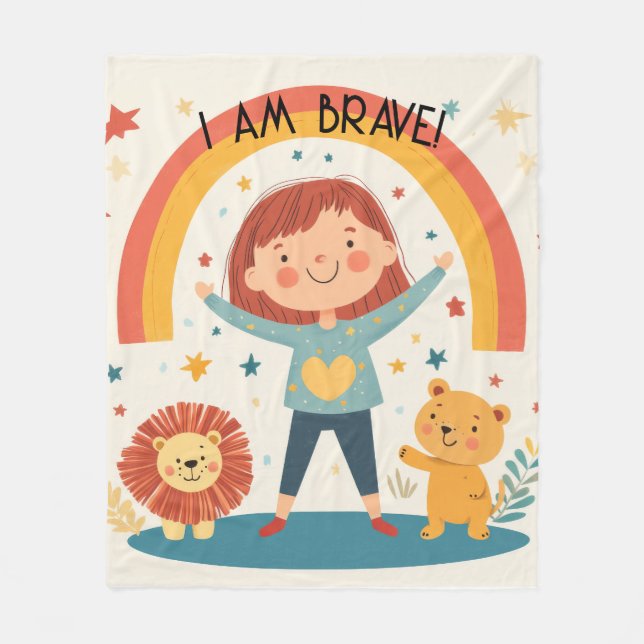 Cobertor De Velo Sou Corajoso - Afirmação De Crianças (Frente)