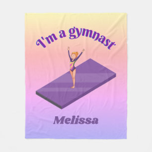 Cobertor De Velo Sou uma ginasta com Leotard no tapete roxo 
