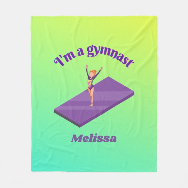 Cobertor De Velo Sou uma ginasta com Leotard no tapete roxo (Frente)