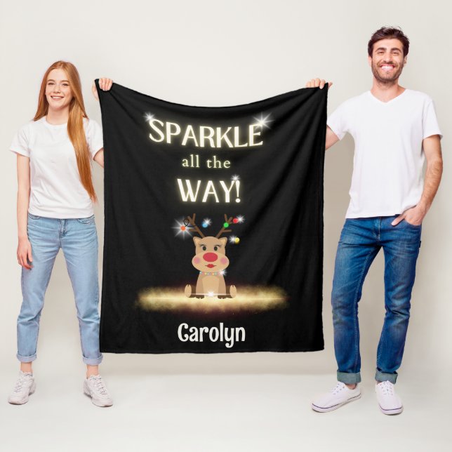 Cobertor De Velo Sparkle All Way Reindeer Christmas (In Situ)