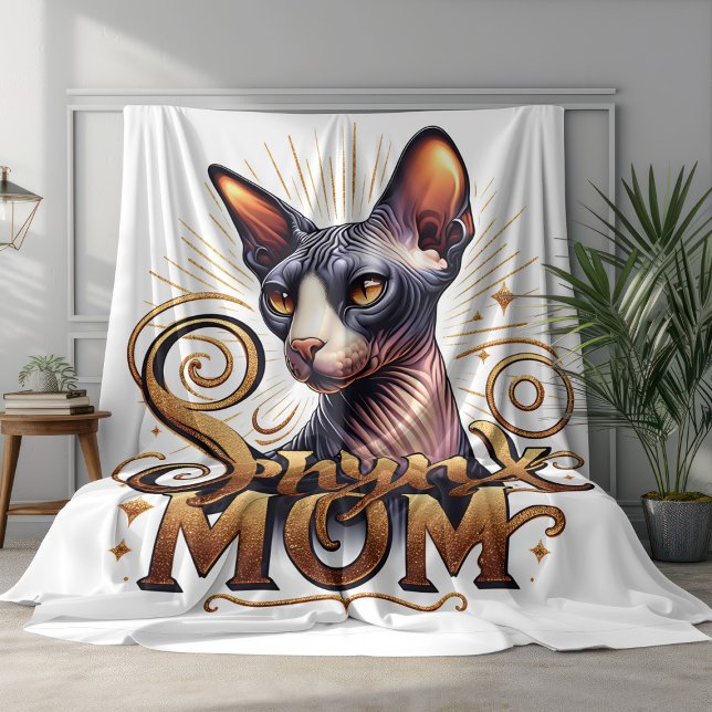 Cobertor De Velo Sphynx Cat Mãe Dia de as mães (Personalized Sphynx Cat Mom Fleece Blanket)