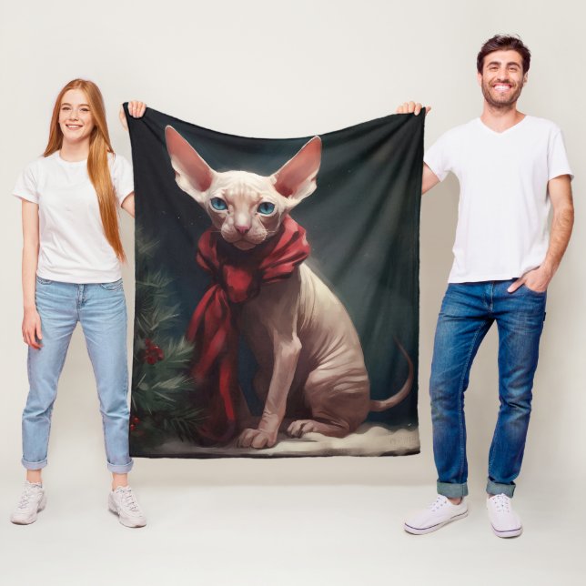 Cobertor De Velo Sphynx Dog no Natal da Neve (In Situ)