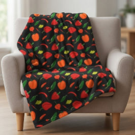 Cobertor De Velo Spicy Peppers Pattern Throw Blanket