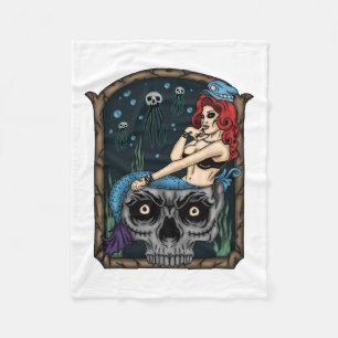 Cobertor De Velo Spookeen Halloween Gótico Skull Mermaid
