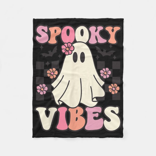 Cobertor De Velo Spookes Vibes Halloween Fantume Retro Groovy (Frente)