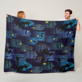 COBERTOR DE VELO SPOOKY BLUE HALLOWEEN CITYSCAPE