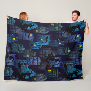 COBERTOR DE VELO SPOOKY BLUE HALLOWEEN CITYSCAPE