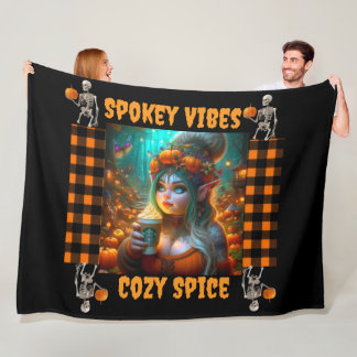 Cobertor De Velo Spooky & Cozy Pumpkin Spice Gnome Blanket - outono