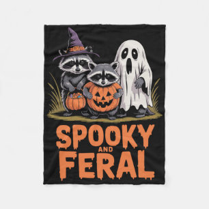 Cobertor De Velo Spooky E Feral Halloween Ghost Raccoon Ogambm