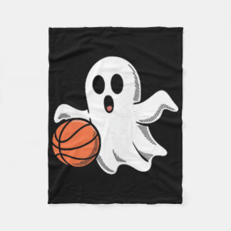 Cobertor De Velo Spooky Ghost Playing Basketball Retro Halloween Co