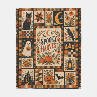 Cobertor De Velo Spooky Harvest Vintage Halloween Patchwork