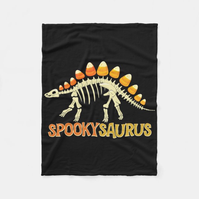 Cobertor De Velo Spookysaurus Candy Corn Dinossauro Esqueleto Feliz (Frente)