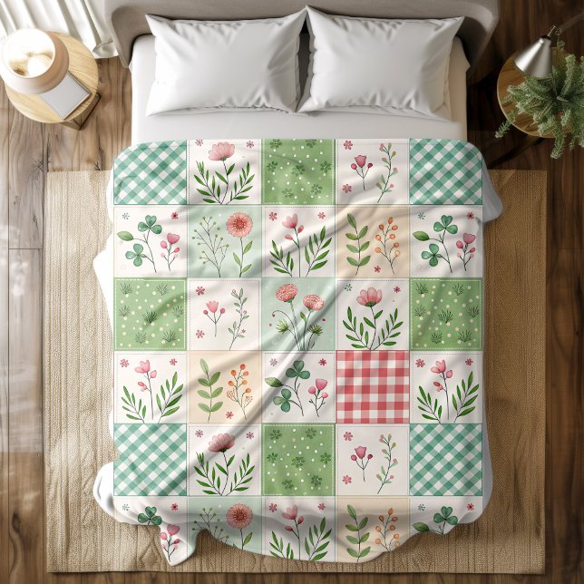Cobertor De Velo Spring Flowers Patchwork Quilt Fleece Blanket (Criador carregado)
