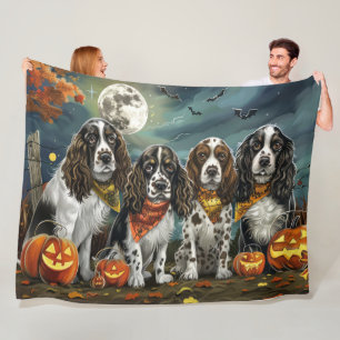 Cobertor De Velo Springer Spaniel Halloween Spooky