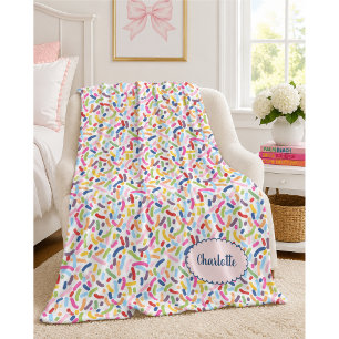 Cobertor De Velo Sprinkles Coloridos Nome Personalizado