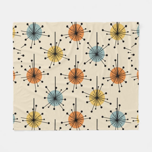Cobertor De Velo Sputnik Starburst Flowers Retro (Frente (Horizontal))
