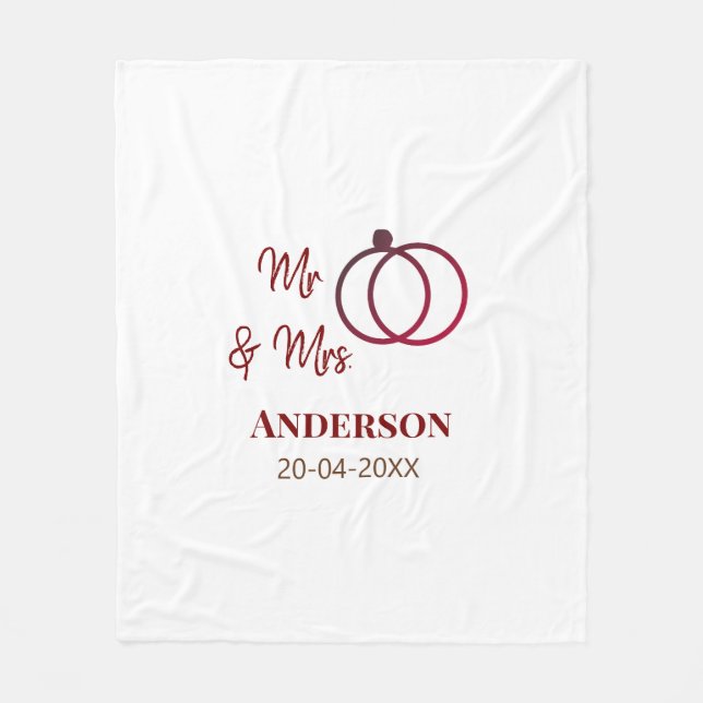 Cobertor De Velo Sr & Sra adicionar sobrenome data ano lembrança de (Frente)