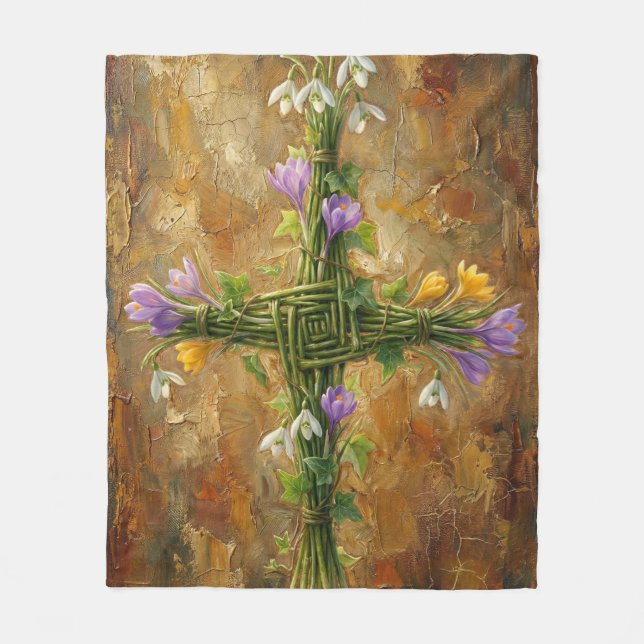Cobertor De Velo St Brigid Cross Green Rushes Crocus Imbolc Art (Frente)