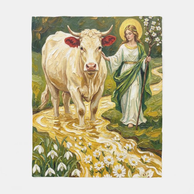 Cobertor De Velo St. Brigid & The White Cow (Imbolc) (Frente)