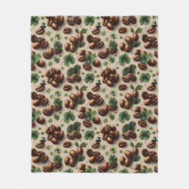 Cobertor De Velo St. Patrick’s Day Coffee & Shamrock Pattern