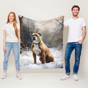 Cobertor De Velo Staffordshire Bull Terrier Deixe Cair a Neve Natal