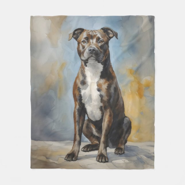 Cobertor De Velo Staffy dog Portrait (Frente)