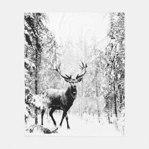 Cobertor De Velo Stag Deer Winter Forest Willife Animal Nature Art