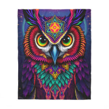 Stained Glass Owl Art: Geometric Jewel Tones