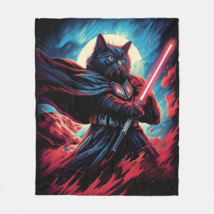 Cobertor De Velo Stardust Samurai Guerreiro de Gato Cósmico