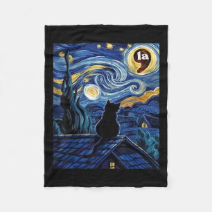 Cobertor De Velo Starry Night Black Cat Comma La Kamala Harris 2