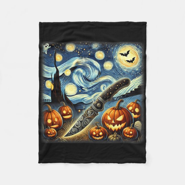 Cobertor De Velo Starry Night Knife Chef Halloween (Frente)