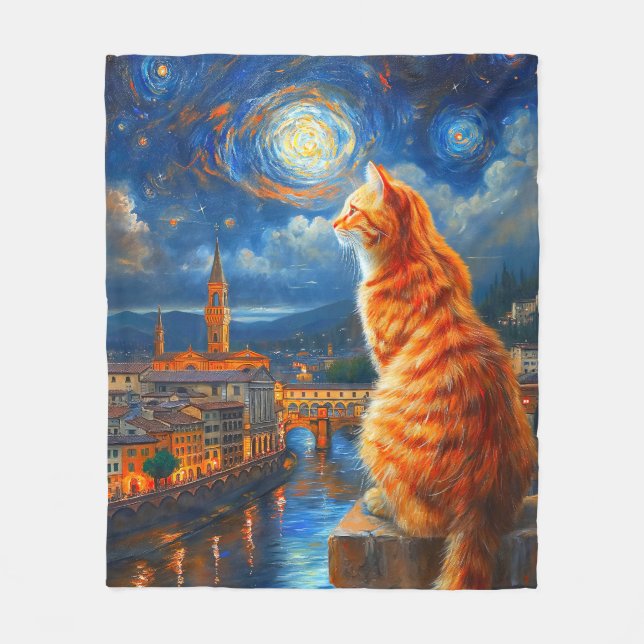 Cobertor De Velo Starry Night Over Florence | Ginger Cat Art (Frente)