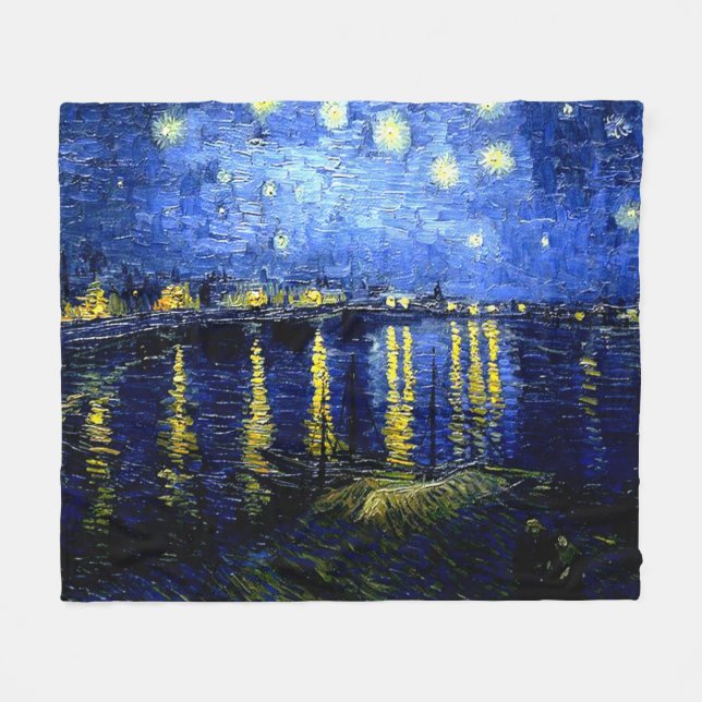 Cobertor De Velo Starry Night over the Rhone, por Vincent van Gogh (Frente (Horizontal))