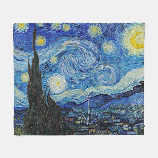 Cobertor De Velo Starry Night por Van Gogh, (Frente (Horizontal))