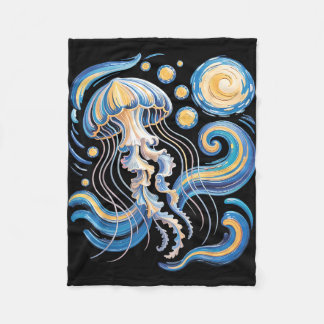Cobertor De Velo Starry night van gogh jellyfish scuba diving surf