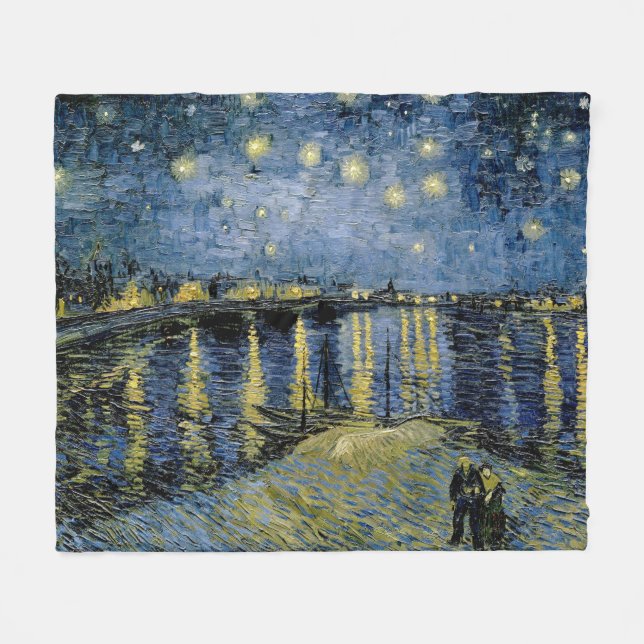 Cobertor De Velo Starry Night Vincent van Gogh (Frente (Horizontal))