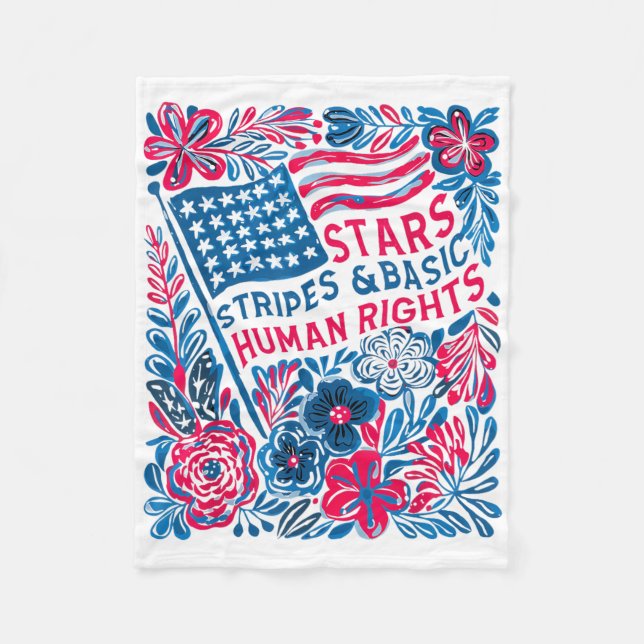 Cobertor De Velo Stars Stripes Human Rights 4th Of July Floral Amer (Frente)